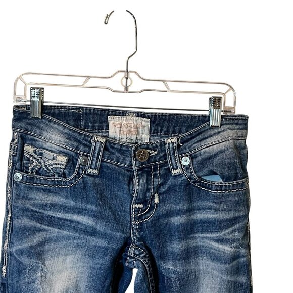 Big Star Womens Slim Bootcut Distressed Jeans Embroidered Pockets Size 26R - Picture 8 of 8